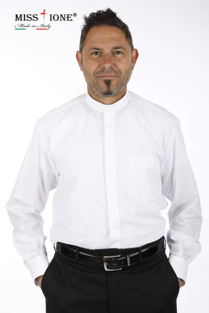 ART 101  Camicia  manica lunga Clergy 100%Cotone Popeline   colore BIANCO